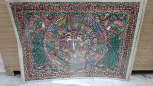 Multicolor Canvas Madhubani Painting