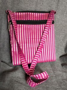 Fabric Pink Embroidered Side Bag for Casual