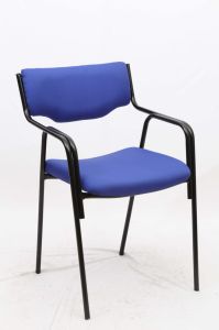 Blue Fabric Metal Frame Visitor Chair