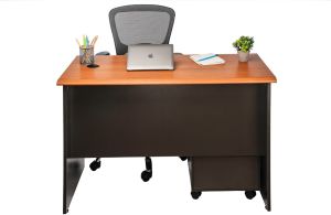 Brown Rectangular Wooden Office Table With Drawer