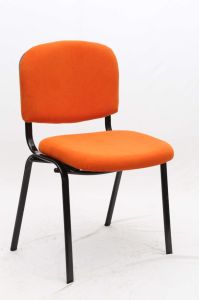 Orange Fabric Metal Frame Visitor Chair Modern