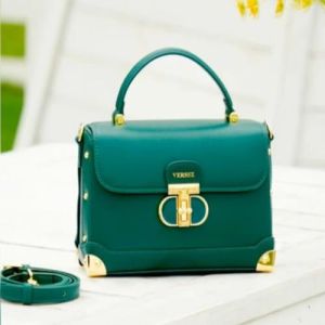 Emerald Green Structured Top Handle Bag