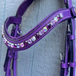 Purple Crystal Sparkle English Horse Bridle