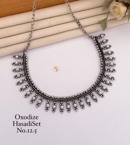 Steel Oxidised Necklace Set, Packaging Type : Sliver