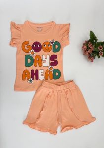 Girls Good Days Ahead Print T-shirt with Shorts