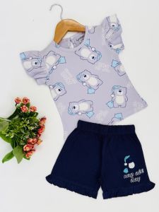 Girls Nap Time Bear T-shirt with Shorts