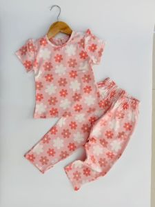 Girls Pink &AMP; White Floral Pajama Set