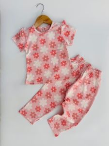 Girls Pink Daisy Pajama Set