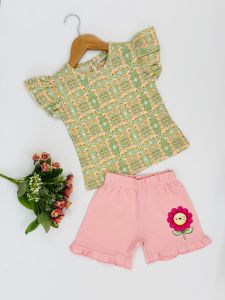 Girls' Printed T-shirt and Shorts Set