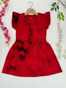 Girls Red Tie Dye Frock