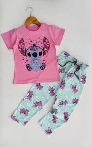 Girls Stitch Graphic T-shirt Pajama Set