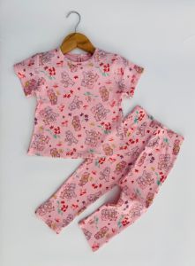 Girls Teddy Bear and Mushroom Pajama Set