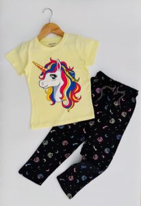 Girls Unicorn Graphic T-shirt & Pajama Set