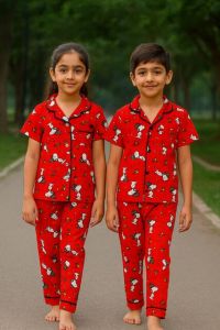 Kids Red Character Print Pajama Set