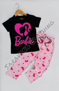Girls Black & Pink Barbie T-shirt Pajama Set