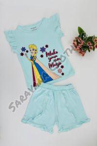 Girls Frozen Elsa Print T-shirt with Shorts
