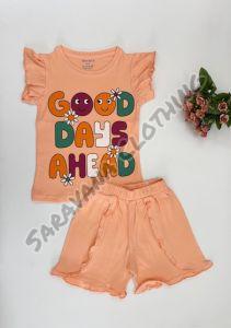 Girls Good Days Ahead Print T-shirt with Shorts