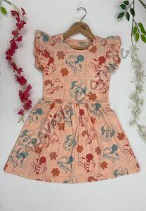 Soft Comfortable Knit Fabric Girls Minnie Mouse Check Frock