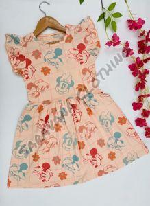 Cotton Blend Girls Minnie Mouse Print Dress