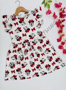 Cotton Blend Girls Minnie Mouse Print Play Dress