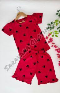 Girls Minnie Mouse Print T-shirt and Shorts Set