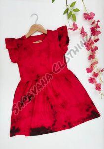 Girls Red and Black Tie Dye Dress