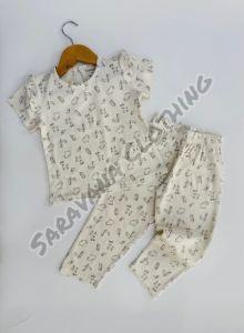Soft Lightweight Cotton Girls Safari Animal Pajama Set