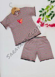 Cotton Blend Girls Striped T-shirt and Shorts Set