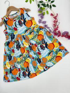 Soft Comfortable Knit Fabric Girls Tropical Fruit Frock