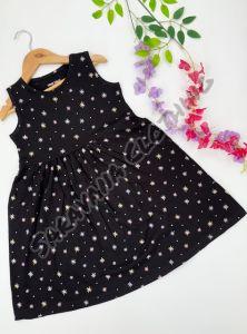 Soft Knit Fabric Girls Twinkling Star Frock