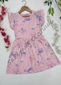Soft Comfortable Knit Fabric Girls Unicorn & Pegasus Frock