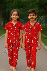 100% Soft Kids Red Character Print Pajama Set