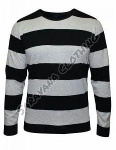 Mens Full Sleeve Striped T-shirt, Packaging Type : Multiple