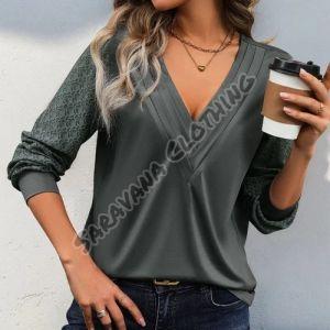 Solid Womens Knitted T-shirt, Packaging Type : Assorted