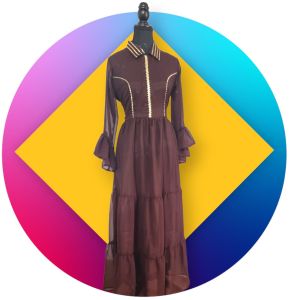 Chocolate Brown Georgette Ladies Dress