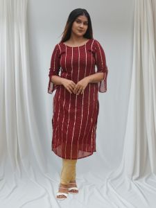 Maroon Gotapatti Georgette Ladies Kurti, Sleeve Type : Half Sleeve