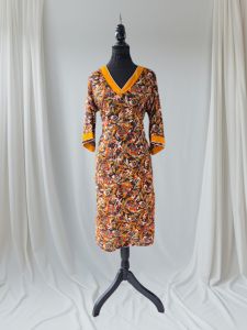 Orange Printed Cotton Kurti