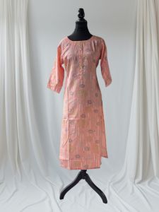 Peach Printed Rayon Kurti