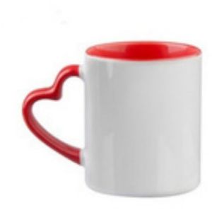 A++ Grade 350 Ml Red Three Tone Heart Handle Ceramic Mug