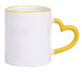 A++ Grade 350 Ml Yellow Three Tone Heart Handle Ceramic Mug