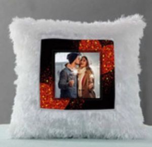 Photo Printed Square White Fur Sublimation Cushion