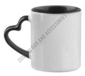 A++ Grade 350 Ml Black Three Tone Heart Handle Ceramic Mug