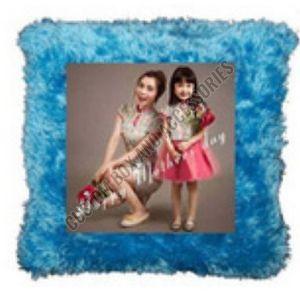 Photo Printed Square Blue Fur Sublimation Cushion