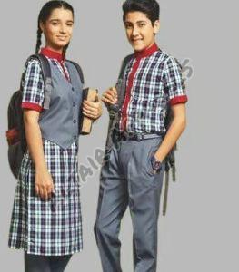 Cotton Senior School Uniform, Color : Multicolor