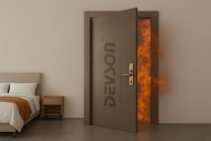 Laminated Plain Fire Resistant Wooden Door, Brand Name : Devson