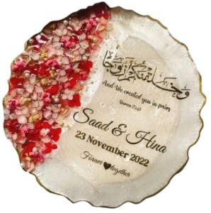 Resin Engagement Ring Platter, Shape : Round