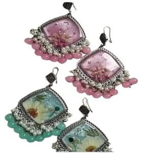 Resin Flower Jhumka Earrings
