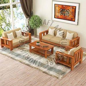 Polished Mango Plain Wooden Sofa Set, Color : Brown Standard