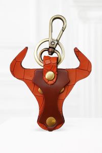 Leather Bull Keychain
