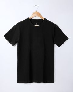 Mens Cotton Blend Black Crew Neck T-Shirt